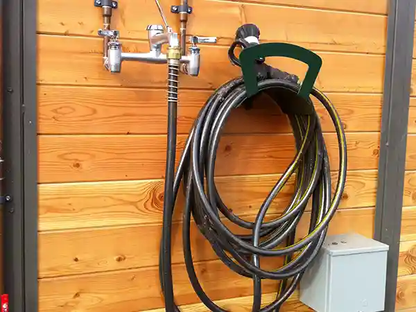 water spigot plumbing in a barn built by s c barns