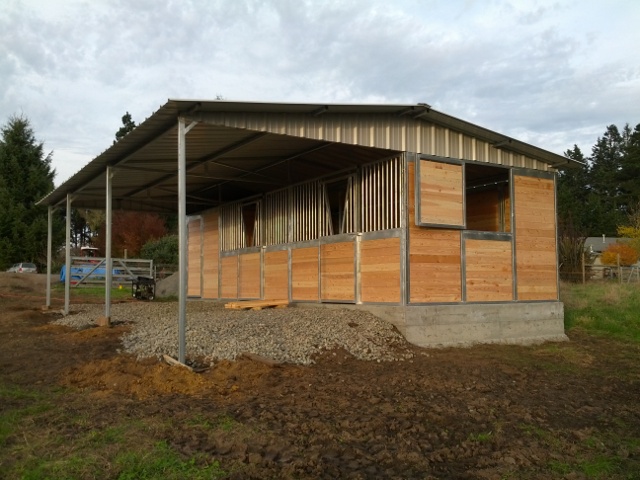 Two Stall Shedrow with 8'x12' tackroom