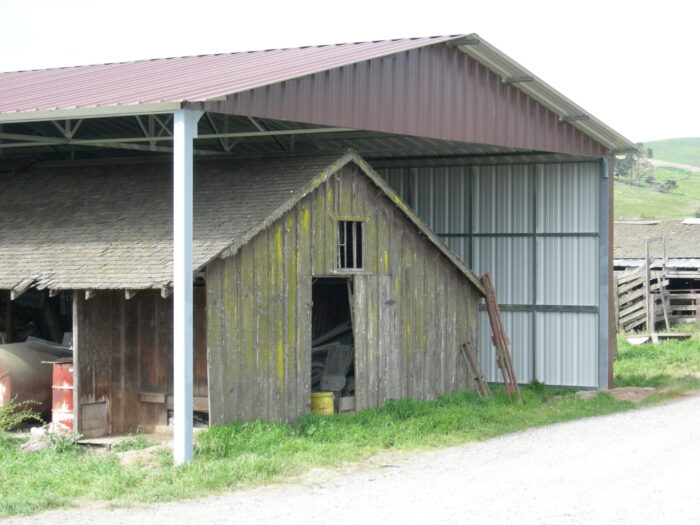 Free standing roof over old barn